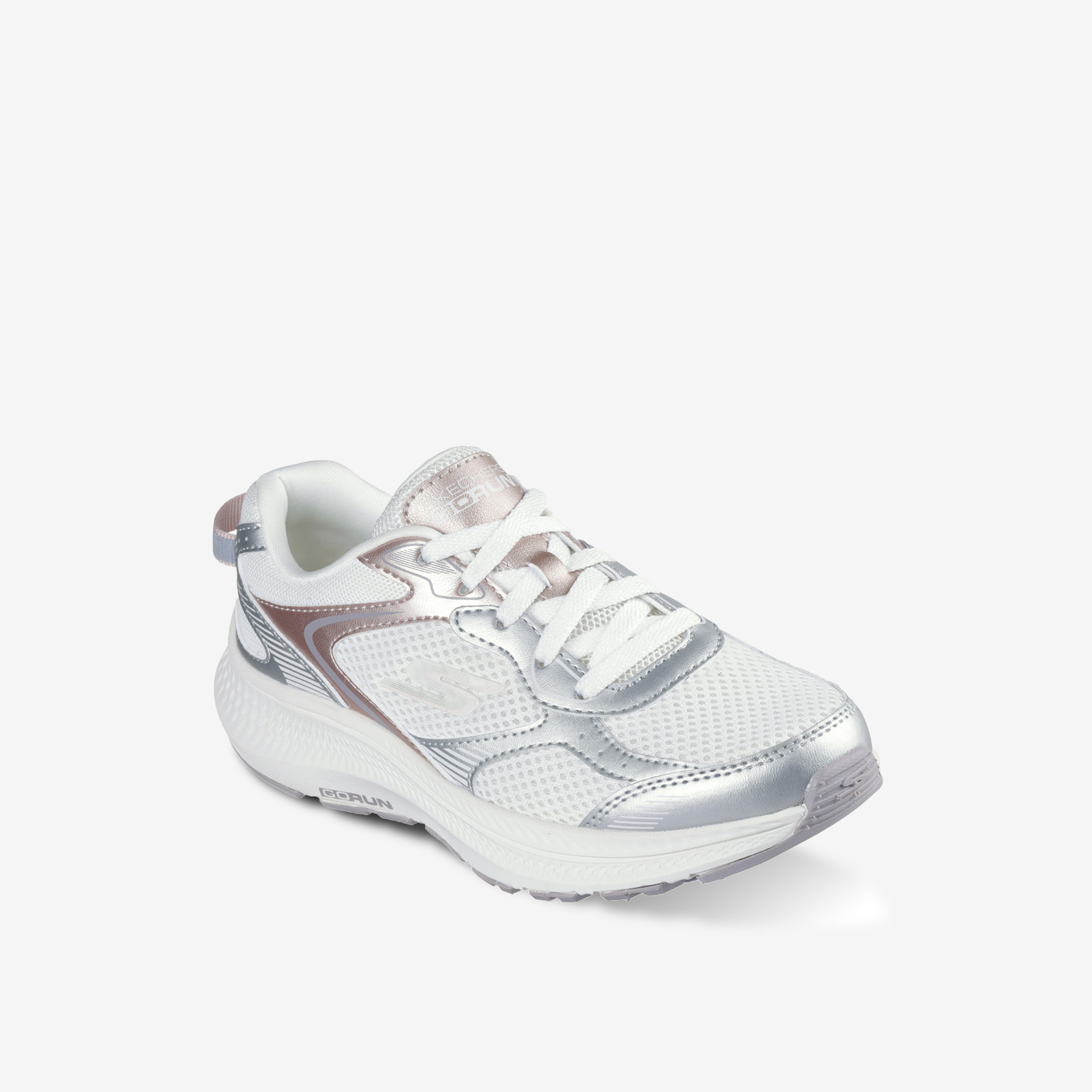 Deportivos de niña Skechers con velcro en color blanco con plata.