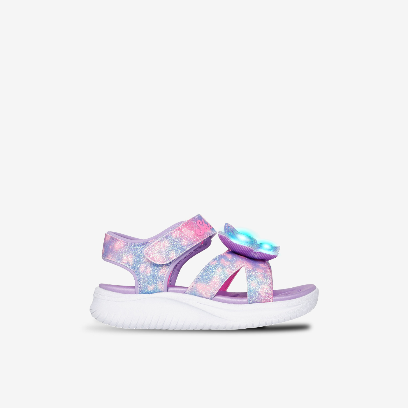 Sandalias de luces Skechers de niña en color morado con rosa  – Brillo, Comodidad y Diversión en Cada Paso