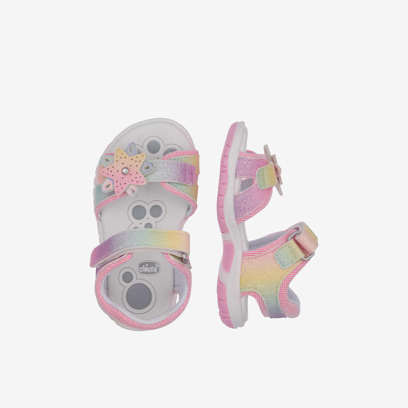 Sandalia de niña multicolor de Chicco con doble velcro