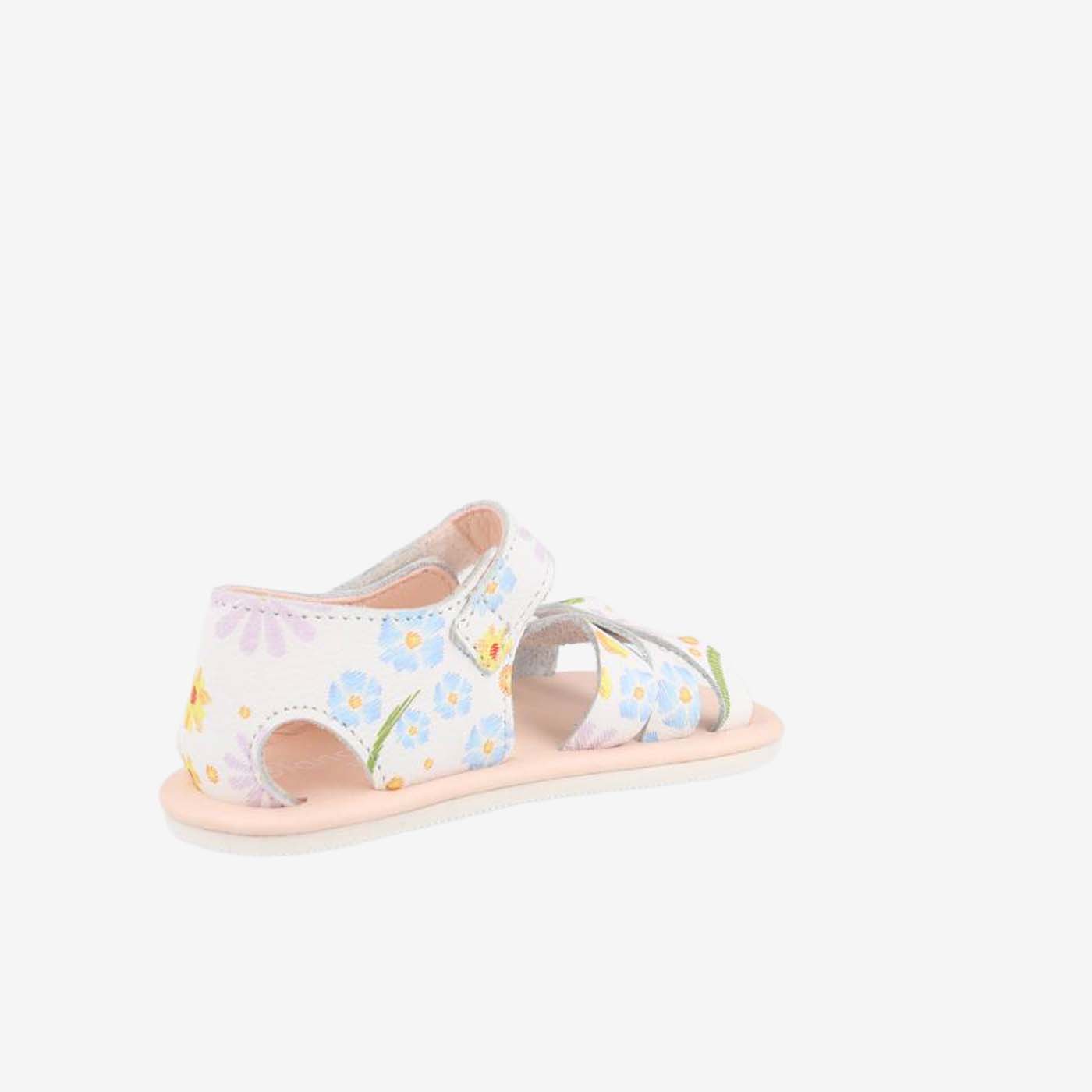 Sandalia blaca con toque de flores en muticolor de Blanditos para niña | Libertad para explorar con dulzura