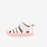 Sandalia respetuosa blanco con la suela rosa de Blanditos para niña | Autenticamente barefoot