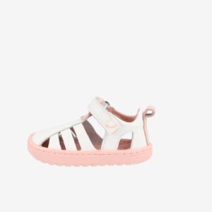 Sandalia respetuosa blanco con la suela rosa de Blanditos para niña | Autenticamente barefoot