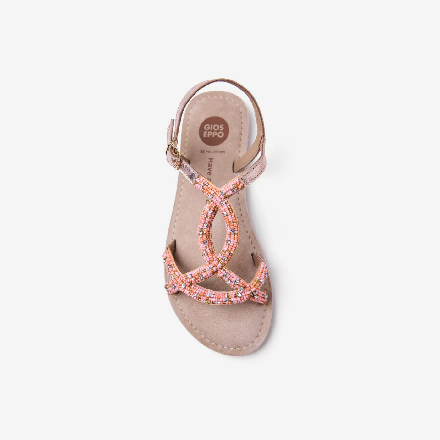 Sandalia metalizada con hebilla de la marca Gioseppo.