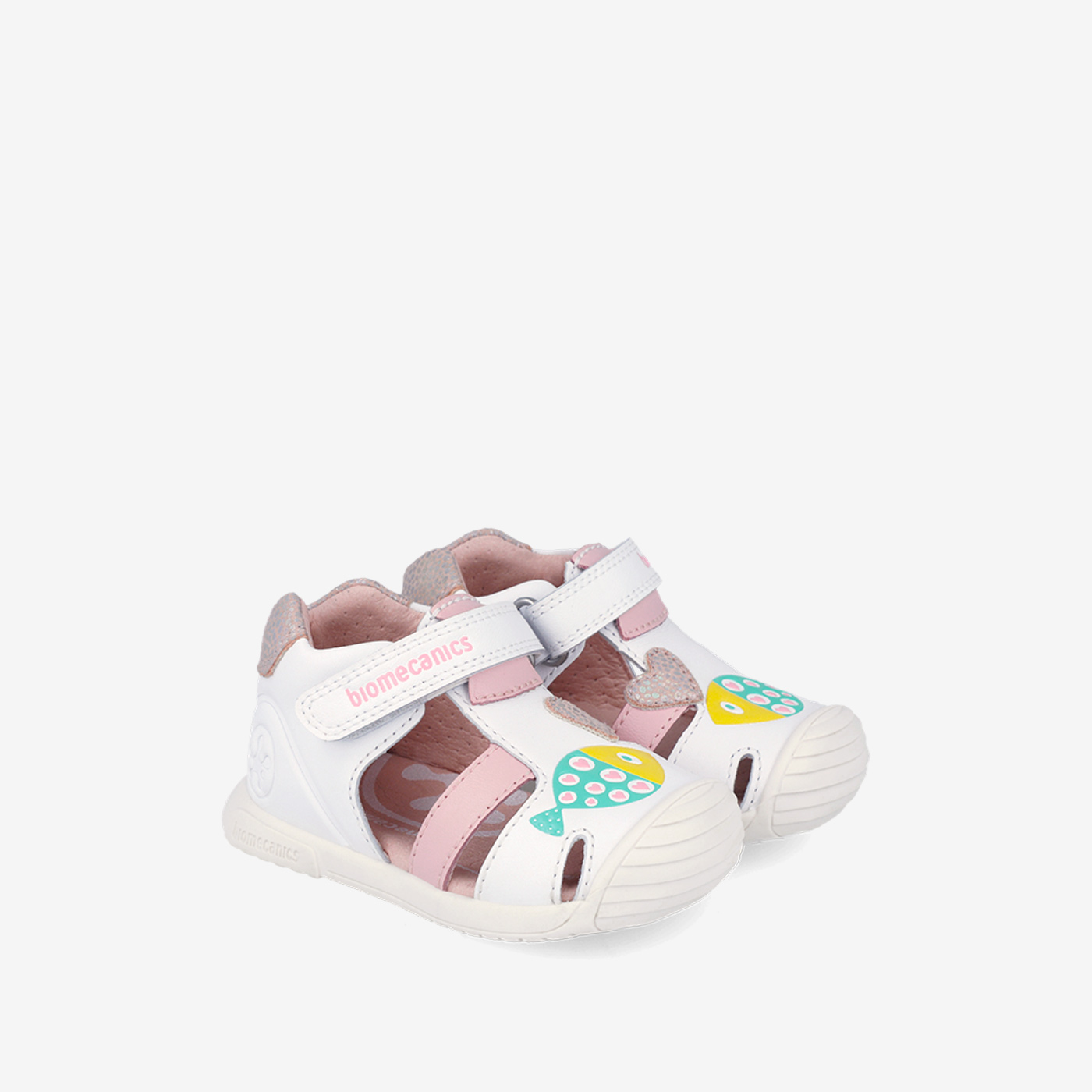 Sandalias Biomecanics para Primeros Pasos en color blanco con velcro