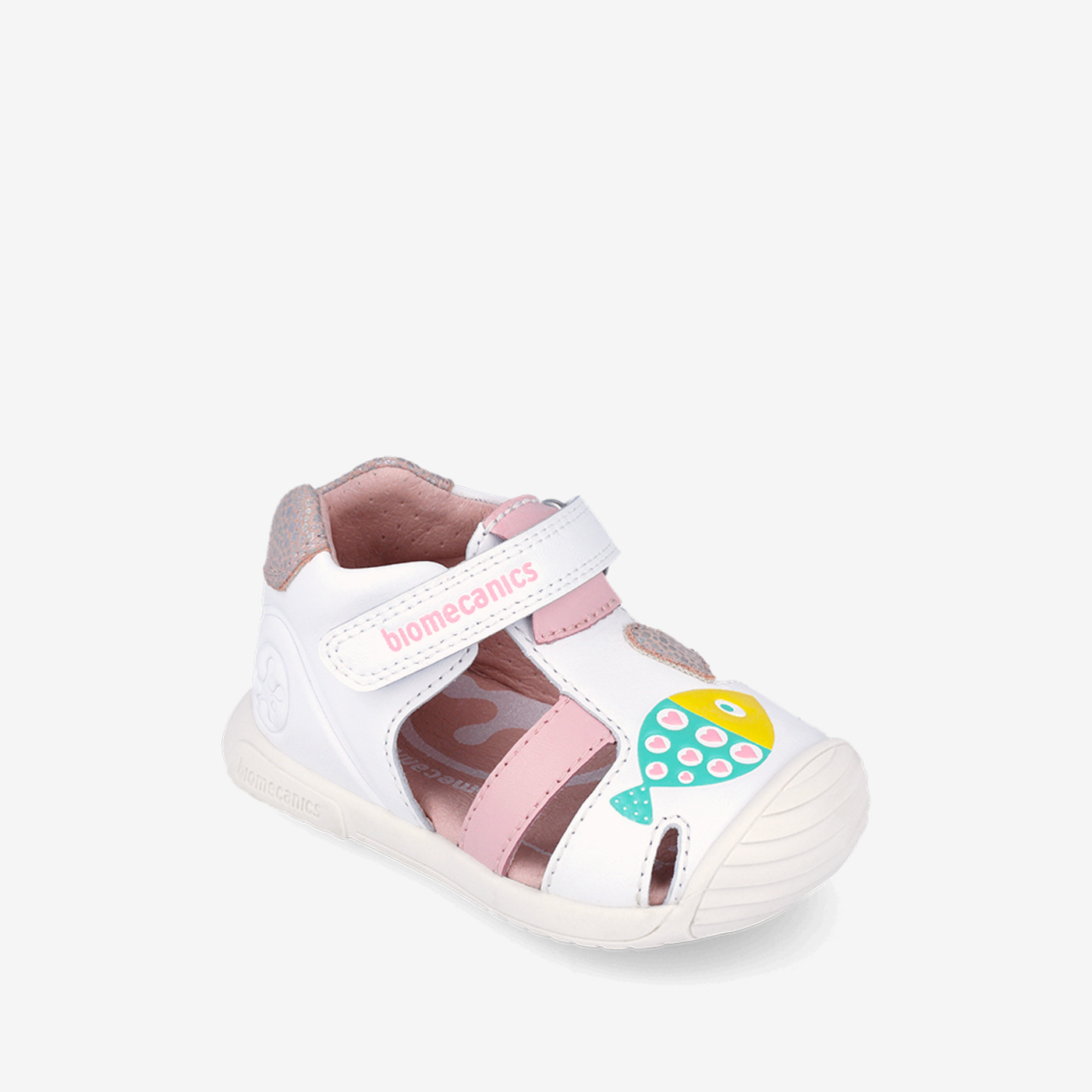 Sandalias Biomecanics para Primeros Pasos en color blanco con velcro