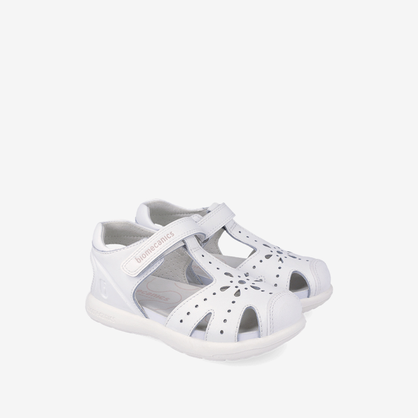 Sandalia de niña con puntera reforzada de Biomecanics en blanco