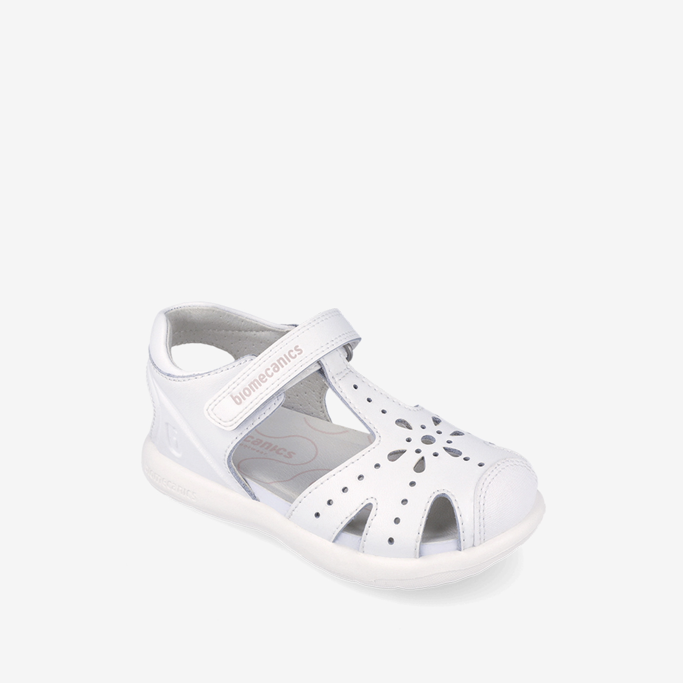 Sandalia de niña con puntera reforzada de Biomecanics en blanco