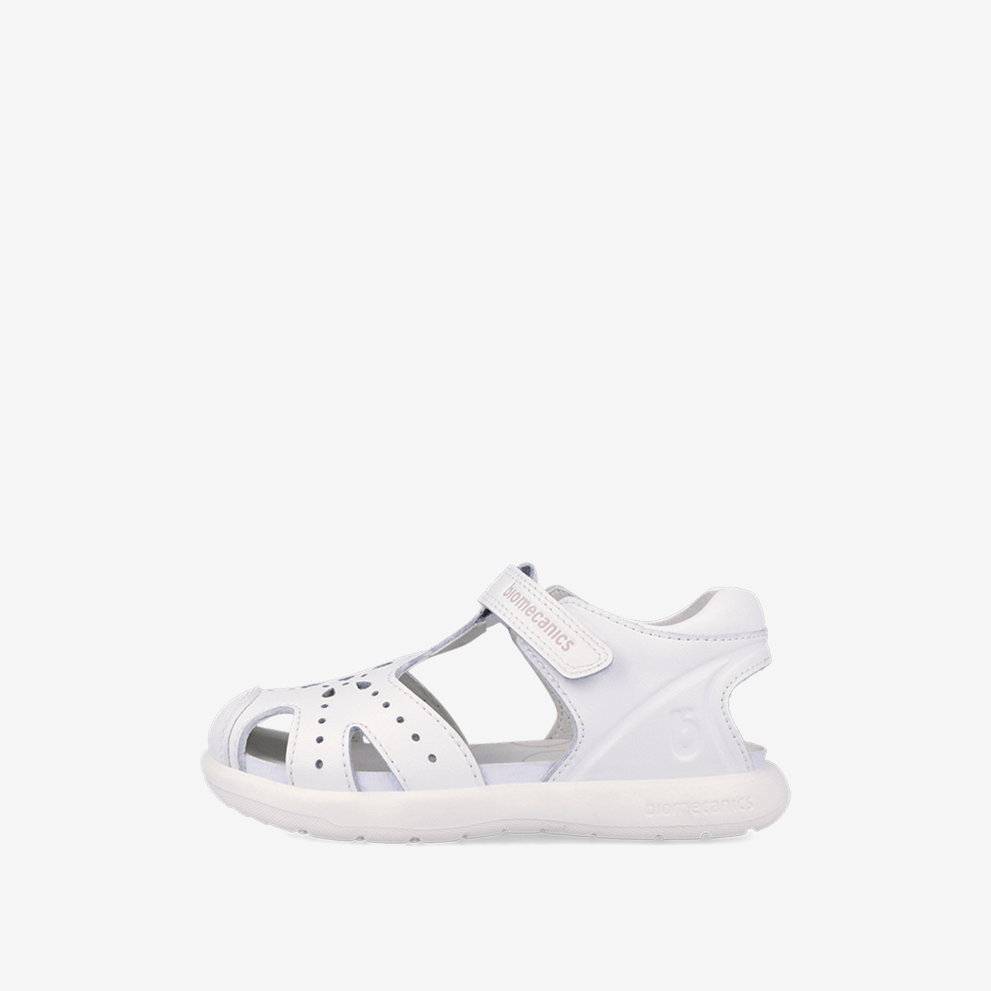 Sandalia de niña con puntera reforzada de Biomecanics en blanco