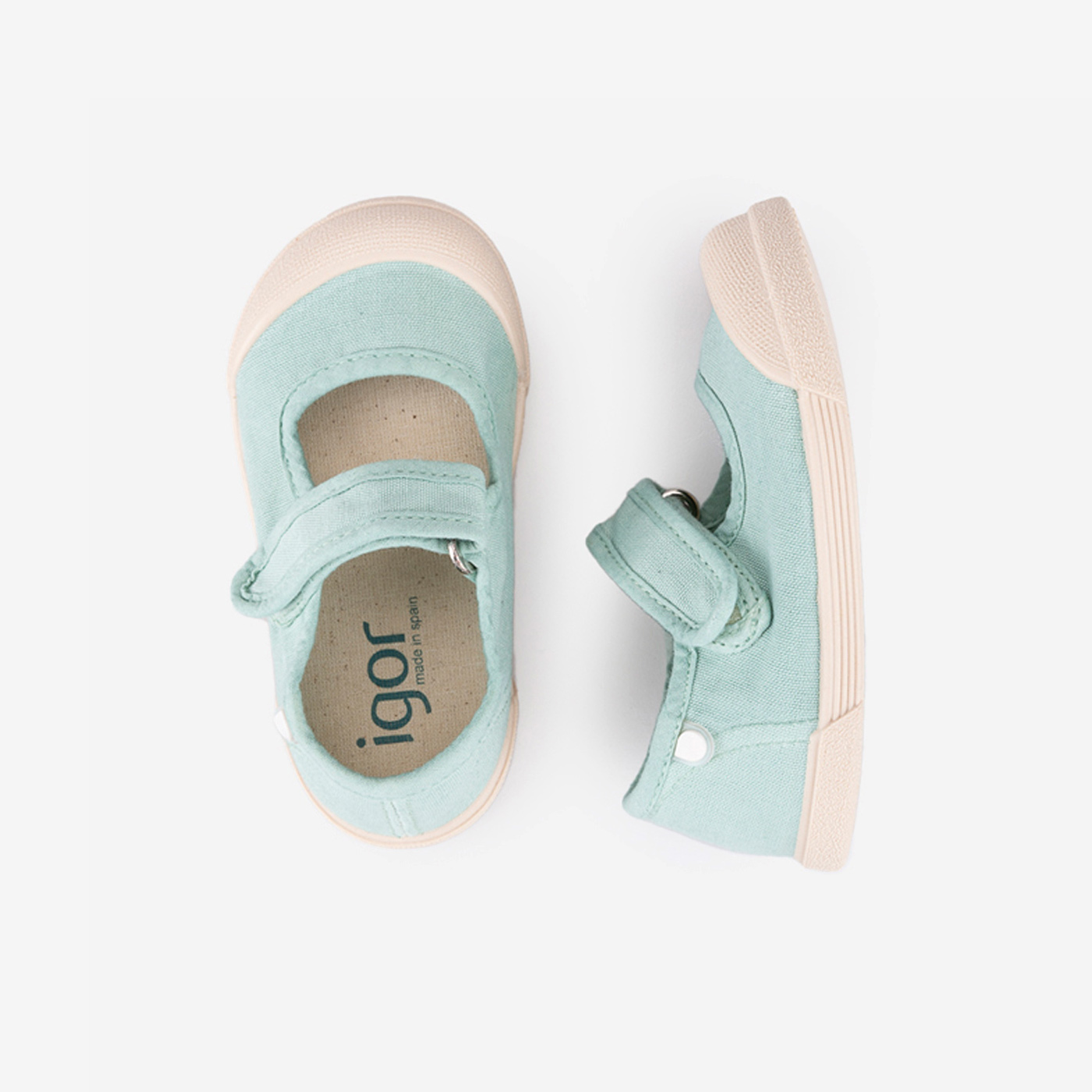 Merceditas Barefoot de Lona Respetuosa para Niñas en color verde – Marca Igor