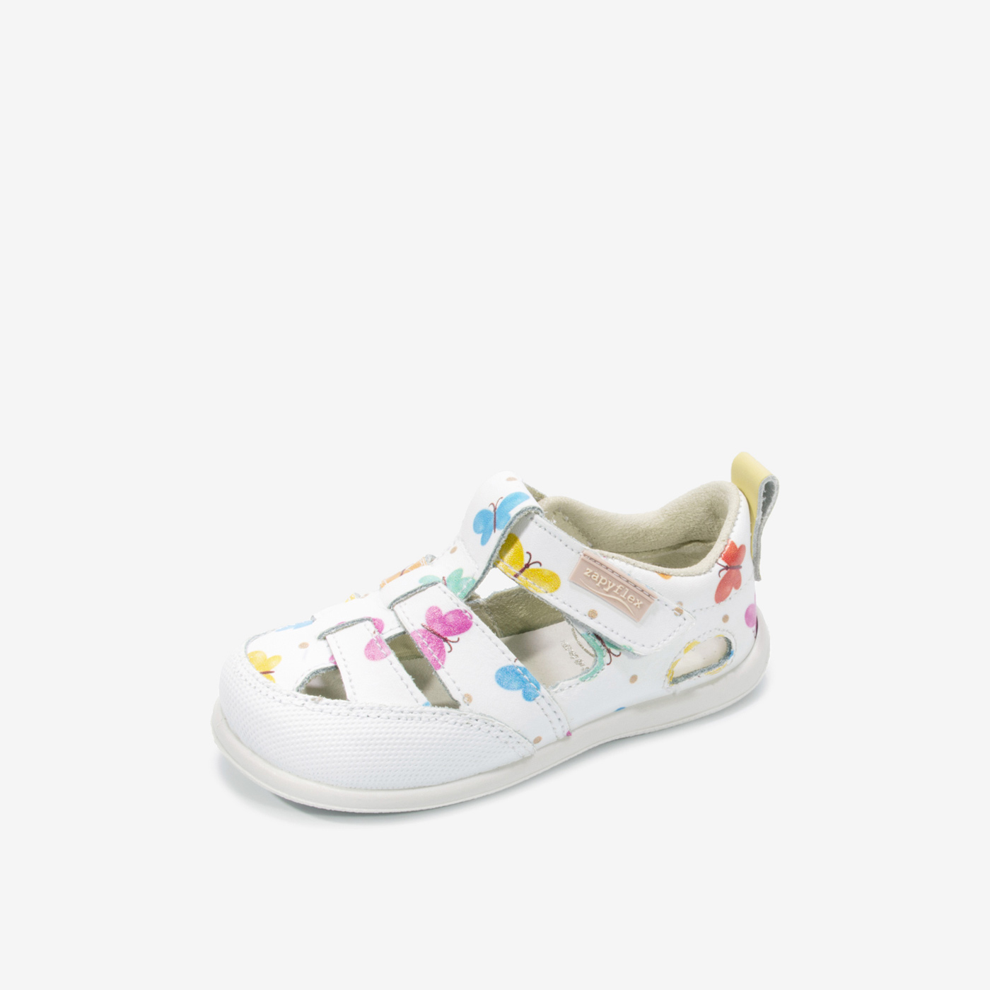 Sandalia de niña con puntera cerrada en blanco de ZapyFlex