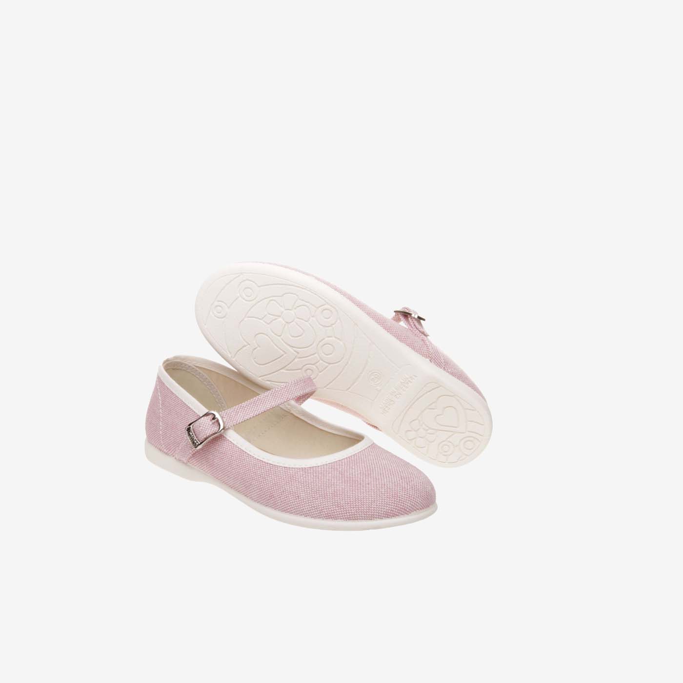 Mercedes de lona con hebilla rosa