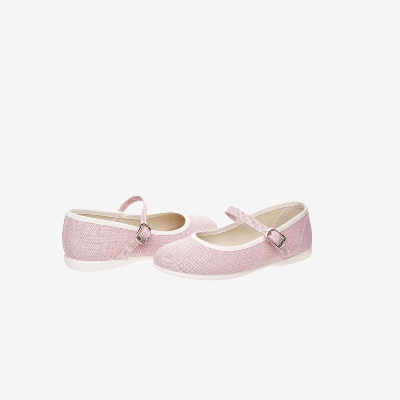 Mercedes de lona con hebilla rosa
