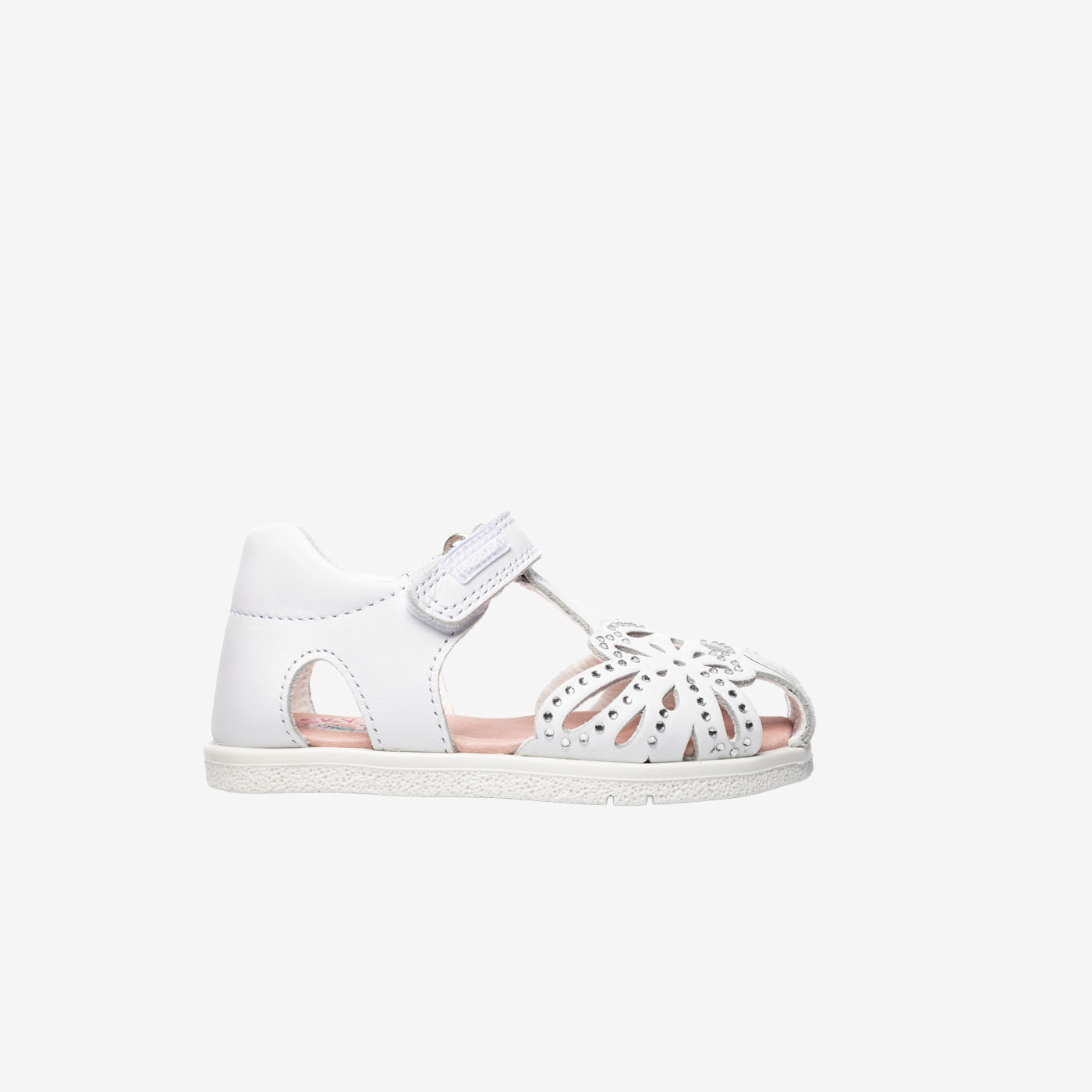 Sandalia respetuosa con puntera cerrada en color blanco