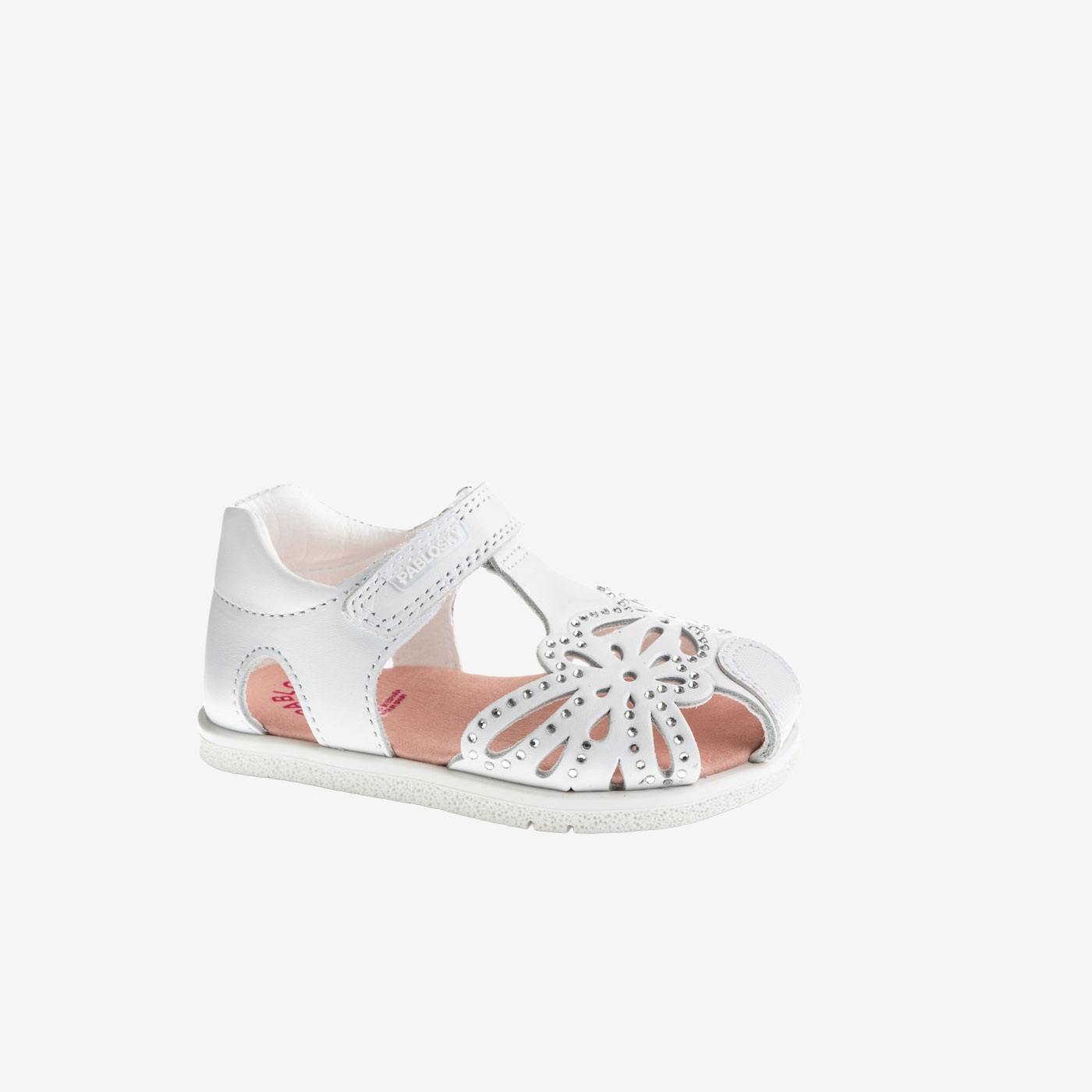 Sandalia respetuosa con puntera cerrada en color blanco