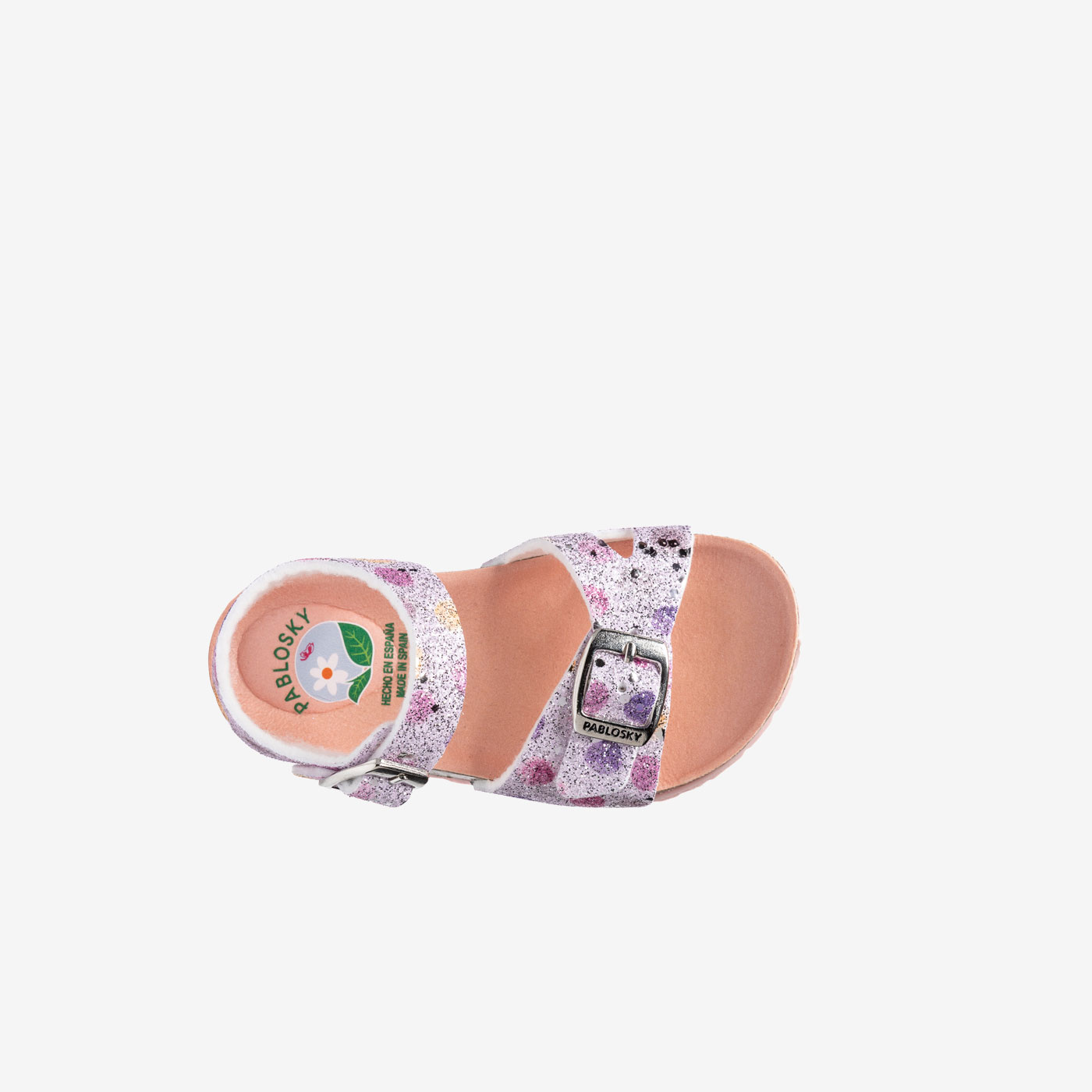 Sandalia de niña con doble hebilla en color lila