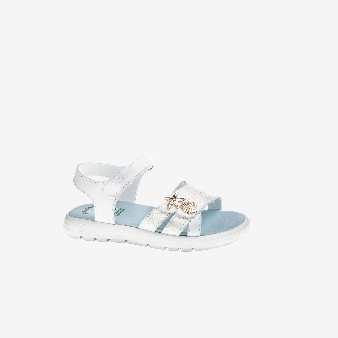 Sandalia de Pablosky en color blanco con doble velcro