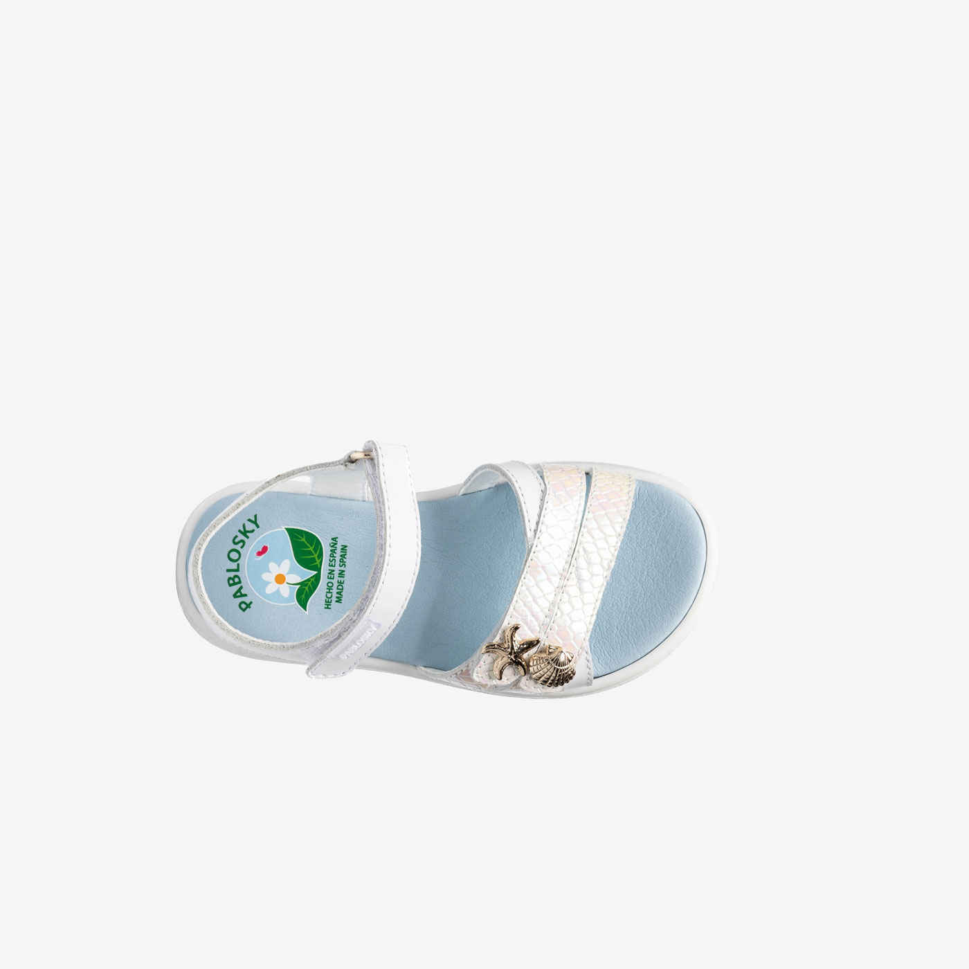 Sandalia de Pablosky en color blanco con doble velcro