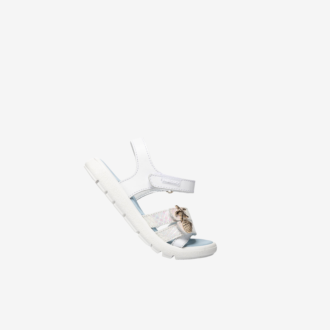 Sandalia de Pablosky en color blanco con doble velcro