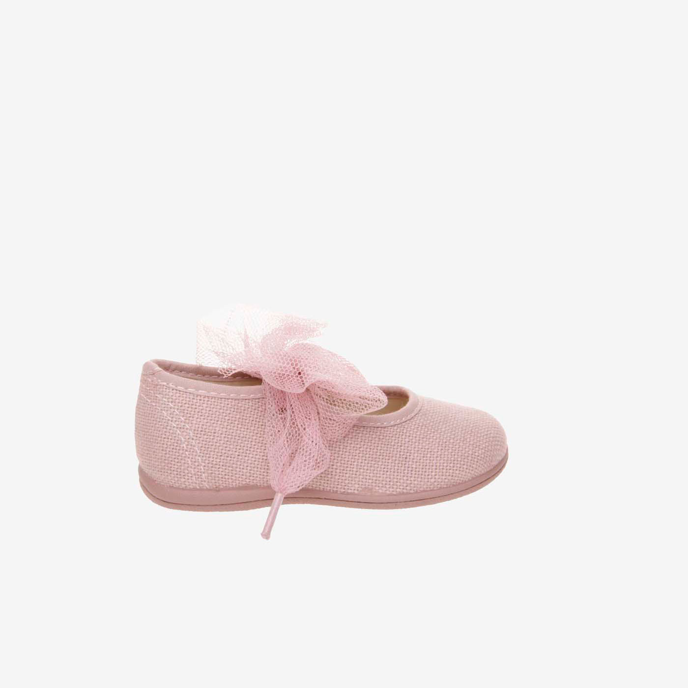 Merceditas de hebilla con lazo de lona en rosa