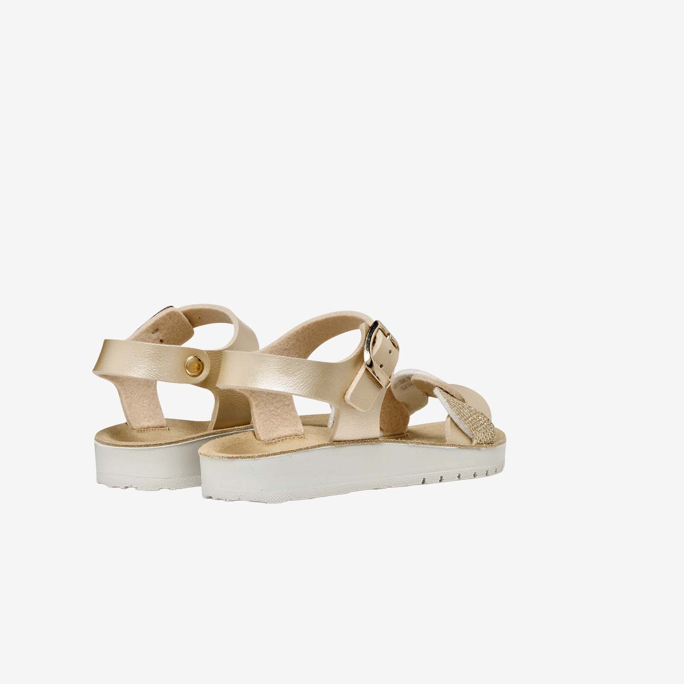 Sandalia Geox de piel con diseño entrelazado en dorado