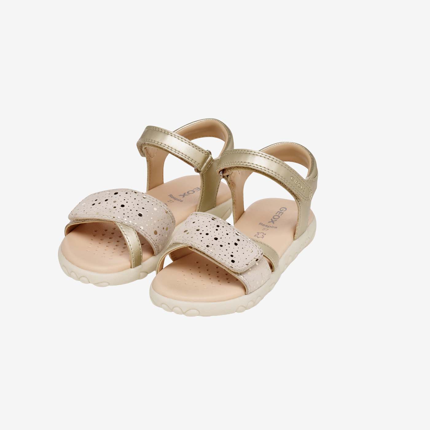 Sandalia doradas de Geox con doble velcro - Comodida y flexibilidad