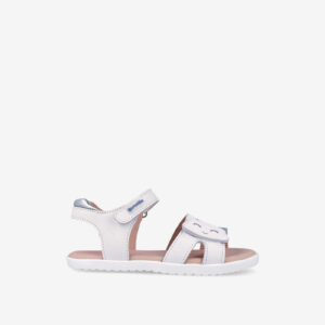 Sandalia respetuosa en blanco y plata respetuosa, de la linea Garvalin