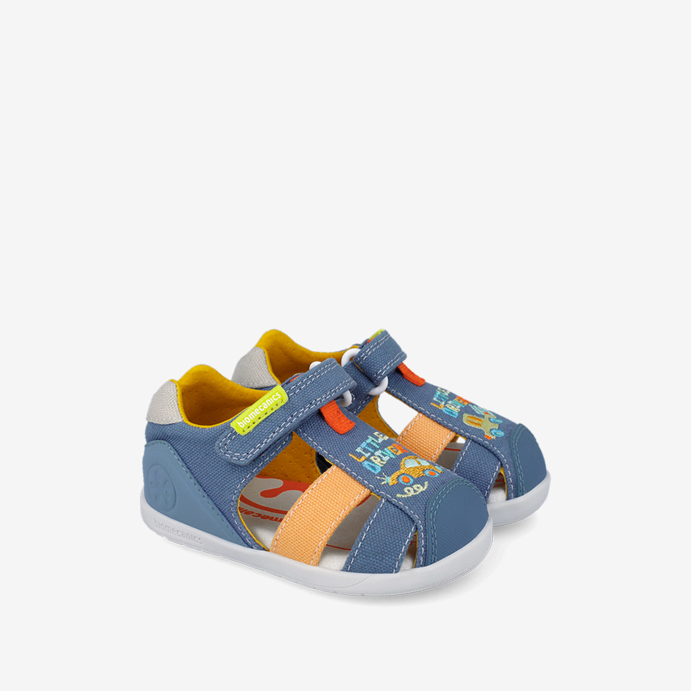 Divertida Sandalia en azul combinada con tono naranja de Biomecanics