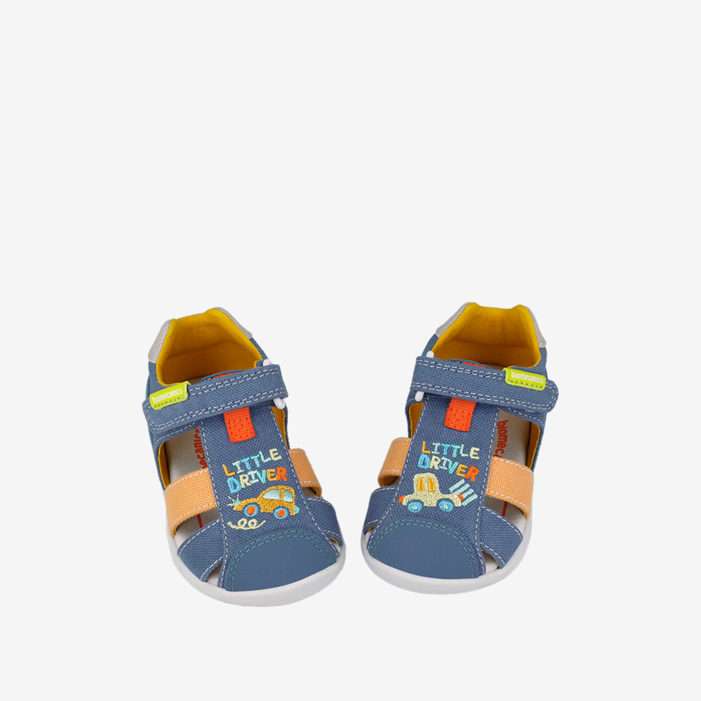 Divertida Sandalia en azul combinada con tono naranja de Biomecanics