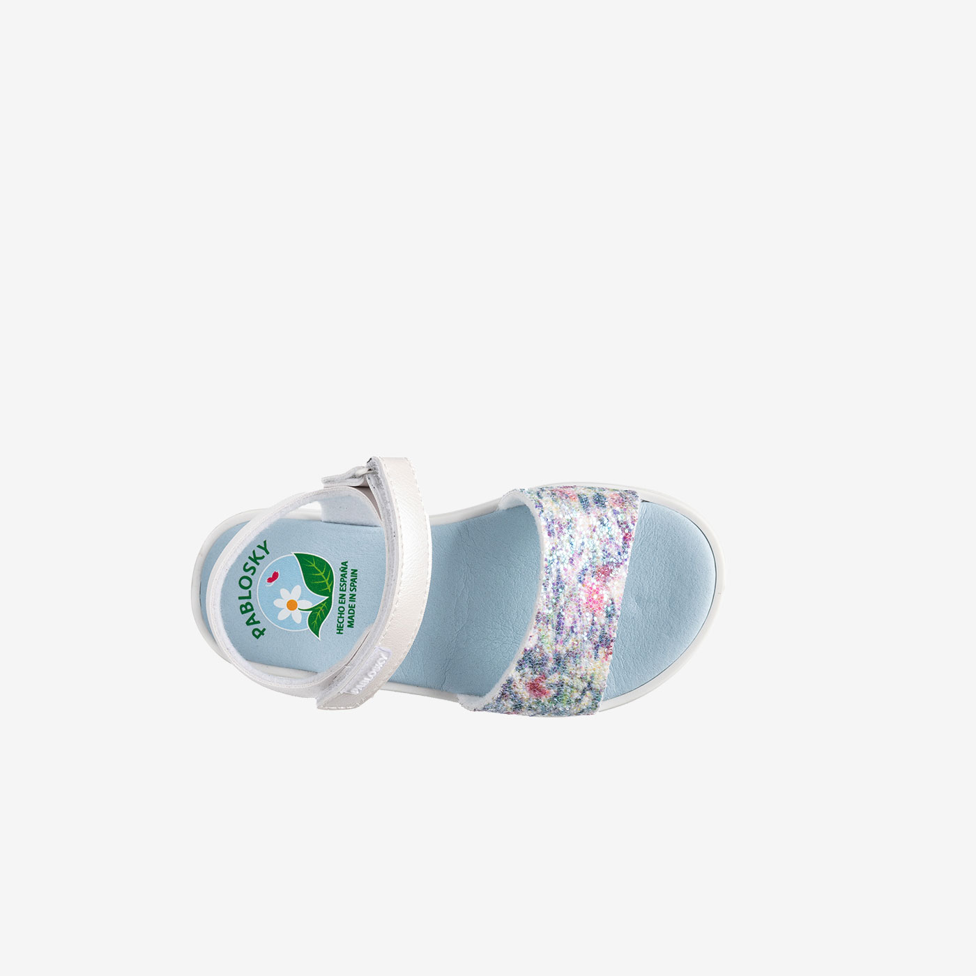 Sandalia niña multicolot glitter de Pablosky ideal para disfrutar en las fiestas