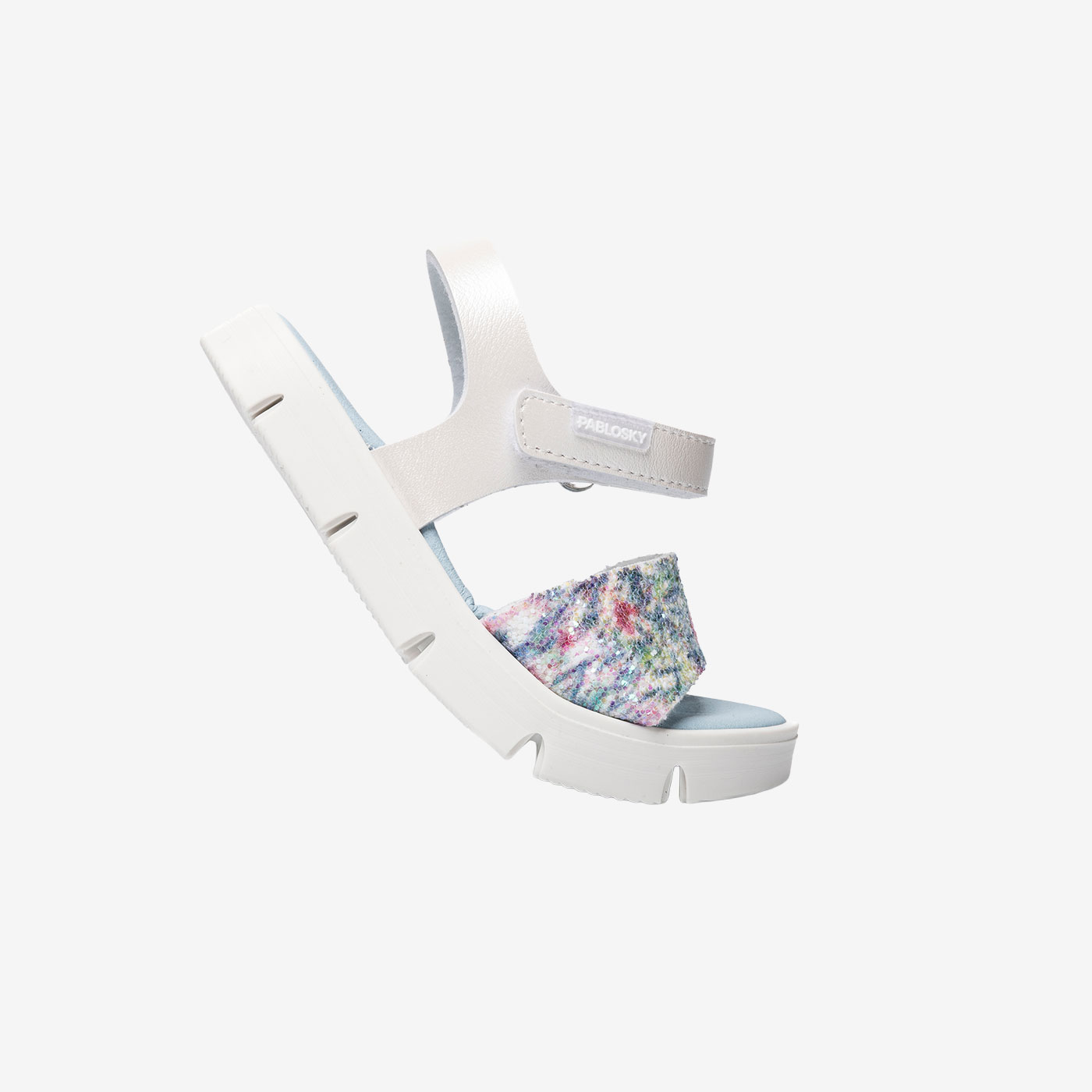 Sandalia niña multicolot glitter de Pablosky ideal para disfrutar en las fiestas